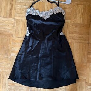 Elegant Black Lace Trim Dress VRG girl